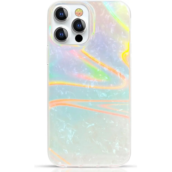 Kingxbar Shell Series luxury elegant phone case for iPhone 13 Pro pearl-blue - (Kingxbar IPhone 13 PRO Shell Series-White)