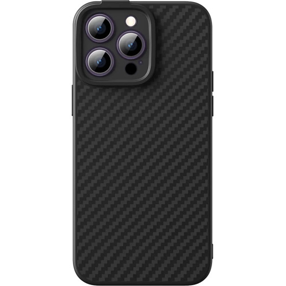 Baseus Armored case for iPhone 14 Pro Max compatible with MagSafe Synthetic Fiber tempered glass - black - (ARQW000301)