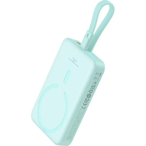 Baseus Magnetic Mini MagSafe 10000mAh 20W powerbank with built-in Lightning cable - blue + Simple Series USB-C - USB-C 60W 0.3m cable - (P10022109333-00)