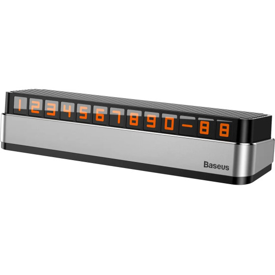 Baseus Moonlight Box Series silver parking number plate with telephone number - (ACNUM-B0S)
