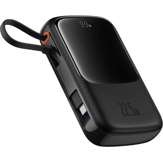 Baseus Qpow Pro+ 10000mAh 22.5W powerbank with built-in USB-C cable and display - black - (P10067101113-00)
