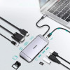 Choetech 9in1 multifunctional USB Type C HUB - 3x USB 3.2 Gen 1 / SD and TF memory card reader / HDMI 4K 30Hz / VGA Full HD 60Hz / USB Type C / RJ45 gray gray) - (HUB-M15)