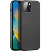 Dux Ducis Grit Leather Case for iPhone 14 Plus Elegant Faux Leather Cover (MagSafe Compatible) Black - (Dux Ducis Grit Apple iPhone 14 Plus(6.7) Black)