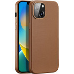 Dux Ducis Grit Leather Case for iPhone 14 Plus Elegant Faux Leather Cover (MagSafe Compatible) Brown - (Dux Ducis Grit Apple iPhone 14 Plus(6.7) Brown)