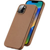 Dux Ducis Grit Leather Case for iPhone 14 Plus Elegant Faux Leather Cover (MagSafe Compatible) Brown - (Dux Ducis Grit Apple iPhone 14 Plus(6.7) Brown)