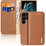 Dux Ducis Hivo Case for Samsung Galaxy S23 Ultra Flip Cover Wallet Stand RFID Blocking Brown - (Dux Ducis Hivo Samsung S23 Ultra Brown)