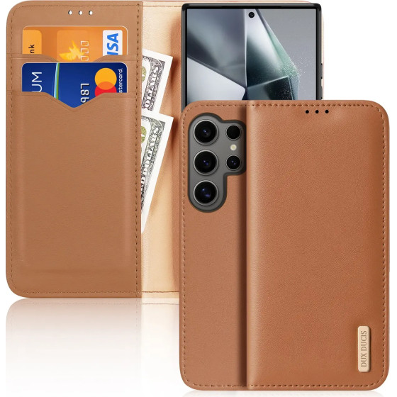 Dux Ducis Hivo case with flap and RFID blocker for Samsung Galaxy S24 Ultra - brown - (Dux Ducis Hivo Samsung S24 Ultra Brown)