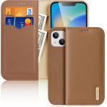 Dux Ducis Hivo Leather Flip Cover Genuine Leather Wallet for Cards and Documents iPhone 14 Plus Brown - (Dux Ducis Hivo Apple iPhone 14 Plus Brown)