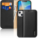 Dux Ducis Hivo Leather Flip Cover Genuine Leather Wallet for Cards and Documents iPhone 14 Plus Black - (Dux Ducis Hivo Apple iPhone 14 Plus Black)