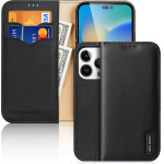 Dux Ducis Hivo Leather Flip Cover Genuine Leather Wallet for Cards and Documents iPhone 14 Pro Black - (Dux Ducis Hivo Apple iPhone 14 Pro Black)