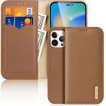 Dux Ducis Hivo Leather Flip Cover Genuine Leather Wallet for Cards and Documents iPhone 14 Pro Max Brown - (Dux Ducis Hivo Apple iPhone 14 Pro Max Brown)