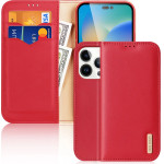 Dux Ducis Hivo Leather Flip Cover Genuine Leather Wallet for Cards and Documents iPhone 14 Pro Red - (Dux Ducis Hivo Apple iPhone 14 Pro Red)