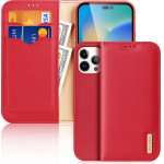 Dux Ducis Hivo Leather Flip Cover Genuine Leather Wallet for Cards and Documents iPhone 14 Pro Max Red - (Dux Ducis Hivo Apple iPhone 14 Pro Max Red)
