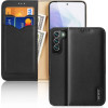 Dux Ducis Hivo Leather Flip Cover Genuine Leather Wallet For Cards And Documents Samsung Galaxy S22 + (S22 Plus) Black - (Dux Ducis Hivo Samsung S22 Plus Black)
