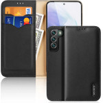 Dux Ducis Hivo Leather Flip Cover Genuine Leather Wallet For Cards And Documents Samsung Galaxy S22 + (S22 Plus) Black - (Dux Ducis Hivo Samsung S22 Plus Black)