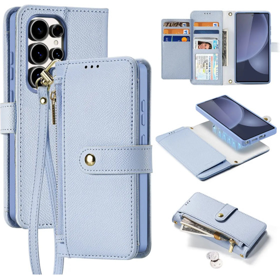 Dux Ducis Lawa Leather Case for Samsung Galaxy S25 Ultra with Detachable Magnetic Wallet - Blue - (SS S25 Ultra Lawa Light Blue)