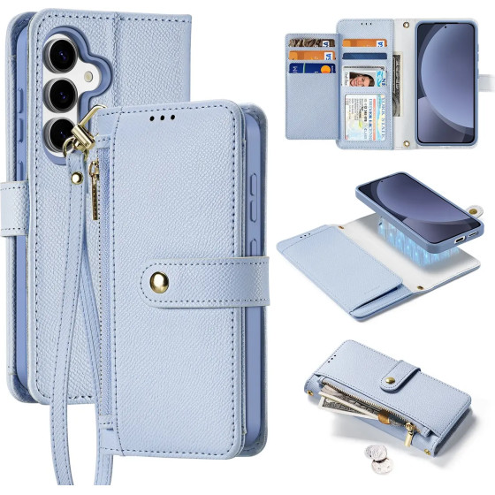 Dux Ducis Lawa Leather Case for Samsung Galaxy S25 with Detachable Magnetic Wallet - Blue - (SS S25 Lawa Light Blue)