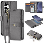 Dux Ducis Lawa Leather Case for Samsung Galaxy S25 with Detachable Magnetic Wallet - Gray - (SS S25 Lawa Grey)