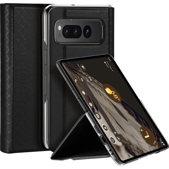 Dux Ducis Leather flip and wallet case for Google Pixel Fold Bril - black - (Dux Ducis Bril Google Pixel Fold Black)