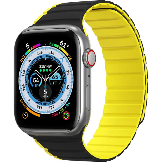 Dux Ducis Magnetic Apple Watch SE, 9, 8, 7, 6, 5, 4, 3, 2, 1 (41, 40, 38 mm) Strap (LD Version) - black and yellow - (Dux Ducis Strap (LD Version) Apple Apple Watch 38/40/41MM BlackYellow)