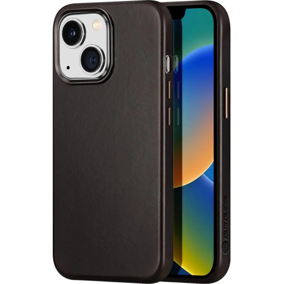 Dux Ducis Naples Case for iPhone 14 Plus Leather Cover (MagSafe Compatible) Dark Brown - (Dux Ducis Naples Apple iPhone 14 Plus Coffe)