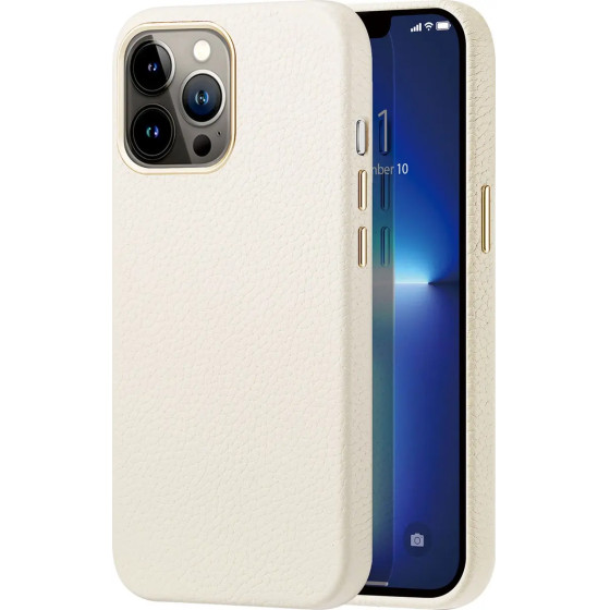 Dux Ducis Roma leather case for iPhone 13 Pro Max elegant genuine leather case white - (Dux Ducis Roma Apple iPhone 13 Pro Max White)