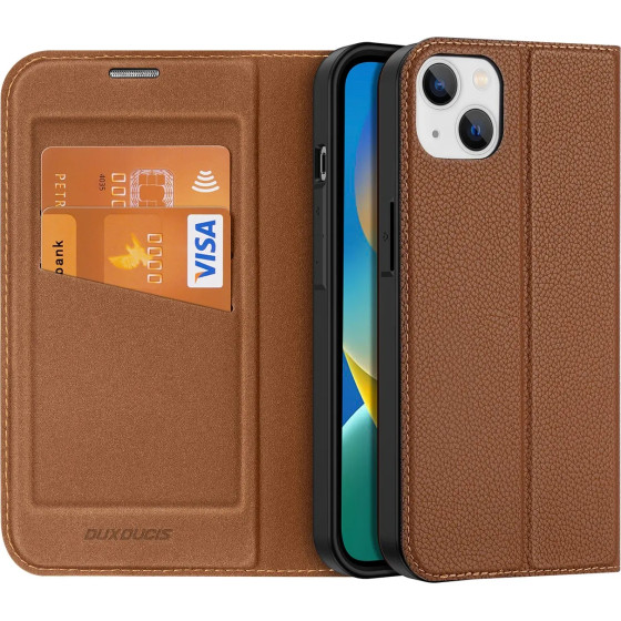 Dux Ducis Skin X2 case for iPhone 14 Plus case with magnetic flap brown - (Dux Ducis Skin X2 Apple iPhone 14 Plus (6.7) Brown)