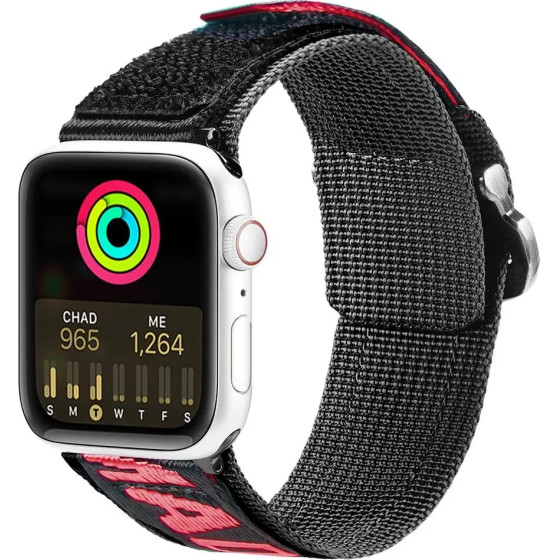 Dux Ducis Strap (Outdoor Version) Apple Watch Ultra Strap, SE, 9, 8, 7, 6, 5, 4, 3, 2, 1 (49, 45, 44, 42 mm) Nylon Band Bracelet Black and Red - (Dux Ducis Apple Watch Strap (Outdoor Version) 42MM/44MM/45MM BlackRed)