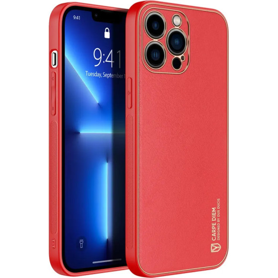 Dux Ducis Yolo elegant case made of soft TPU and PU leather for iPhone 13 Pro red - (Dux Ducis Yolo Apple iPhone 13 Pro Red)