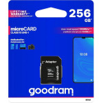 Goodram Microcard 256 GB micro SD XC UHS-I class 10 memory card, SD adapter - (M1AA-2560R12)