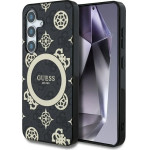 Guess 4G Background Gold Electroplated Peony Pattern MagSafe case for Samsung Galaxy S25 black - (GUE004332-0)