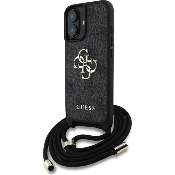 Guess 4G Big Logo Cord Stap Crossbody Case for iPhone 16 Black - (GUE004451-0)
