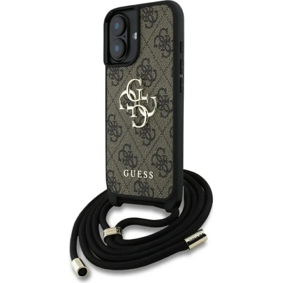 Guess 4G Big Logo Cord Stap Crossbody Case for iPhone 16 Brown - (GUE004455-0)