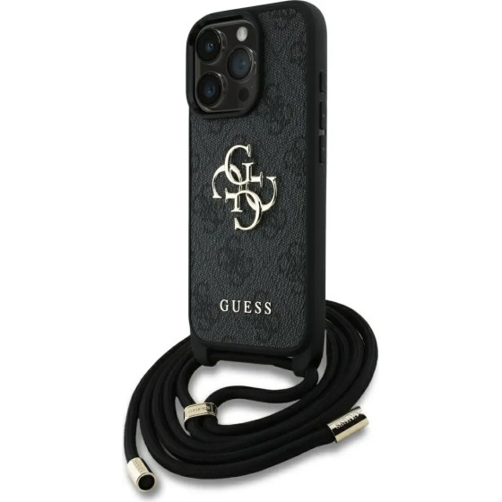 Guess 4G Big Logo Cord Stap Crossbody Case for iPhone 16 Pro Black - (GUE004453-0)