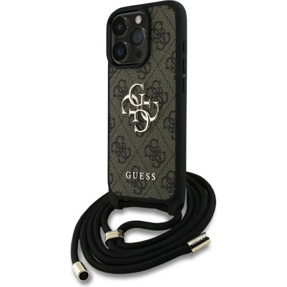 Guess 4G Big Logo Cord Stap Crossbody Case for iPhone 16 Pro Max Brown - (GUE004458-0)