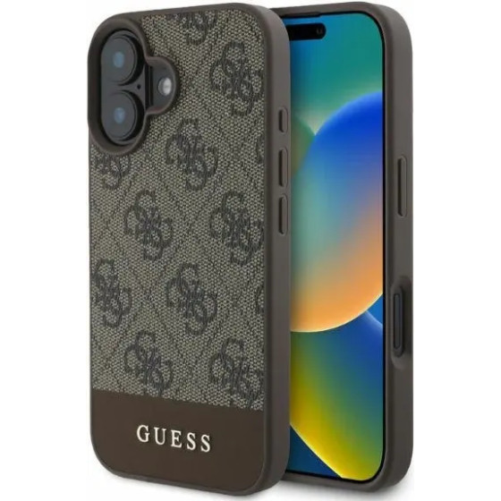 Guess 4G Bottom Stripe iPhone 16 Case - Brown - (GUE003784-0)