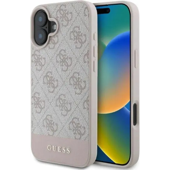 Guess 4G Bottom Stripe iPhone 16 Case - Pink - (GUE003792-0)