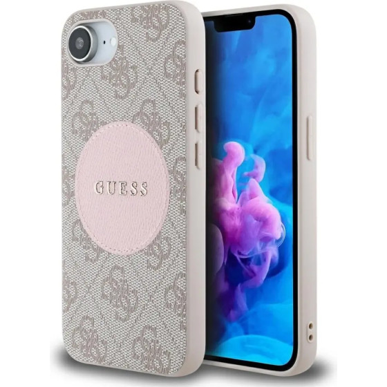 Guess 4G Circle Classic Logo MagSafe case for iPhone 16e - pink - (GUE004481-0)