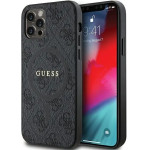 Guess 4G Collection Leather Metal Logo MagSafe Case for iPhone 12 Pro / iPhone 12 - Black - (GUE003457-0)