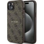 Guess 4G Collection Leather Metal Logo MagSafe Case for iPhone 15 Plus / 14 Plus - Brown - (GUE003475-0)