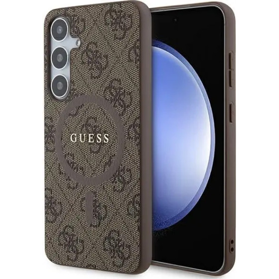 Guess 4G Collection Leather Metal Logo MagSafe case for Samsung Galaxy S24+ - brown - (GUE003633-0)