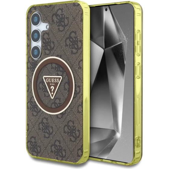 Guess 4G Glitter Triangle Buttons MagSafe Case for Samsung Galaxy S25 Brown - (GUE004322-0)