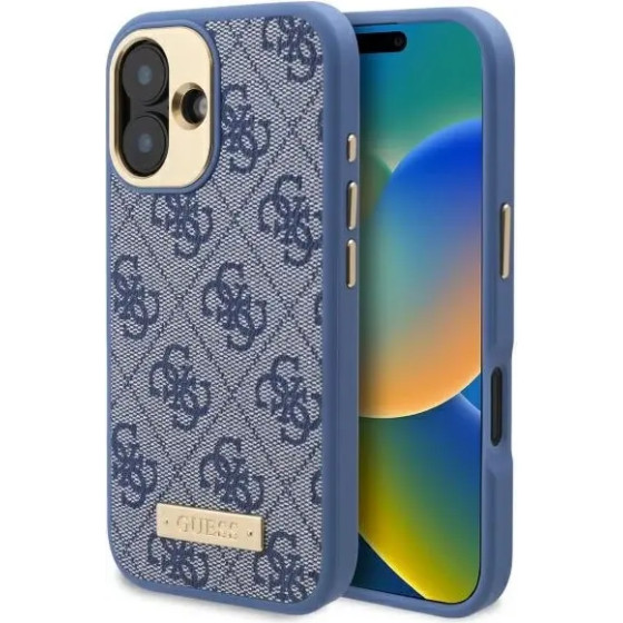 Guess 4G Logo Plate MagSafe Case for iPhone 16 Plus - Blue - (GUE004017-0)