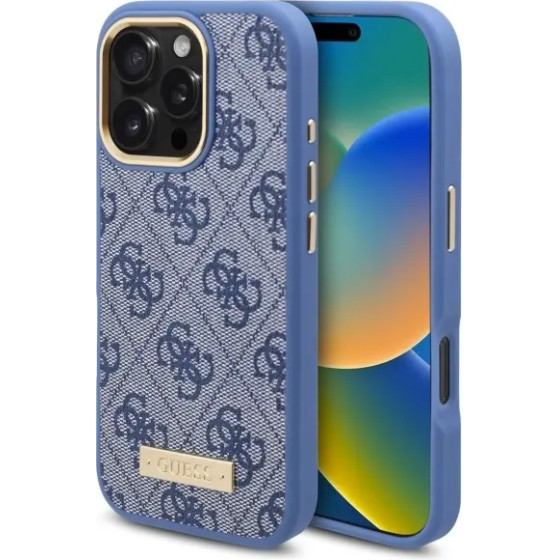 Guess 4G Logo Plate MagSafe Case for iPhone 16 Pro - Blue - (GUE004018-0)