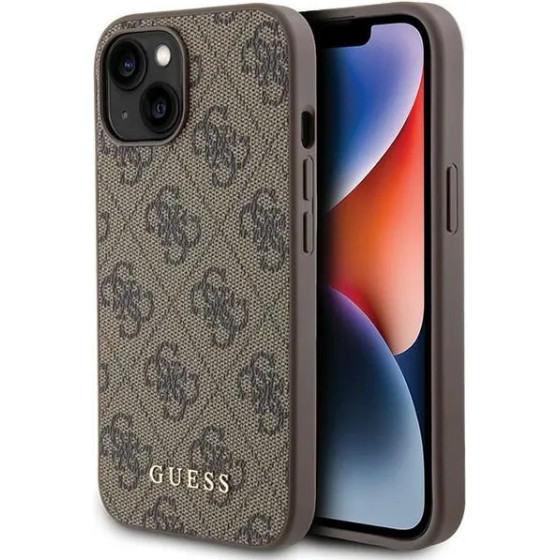 Guess 4G Metal Gold Logo case for iPhone 15 - brown - (GUE003126-0)