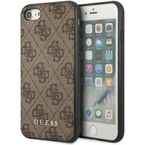 Guess 4G Metal Gold Logo Case for iPhone SE 2022 / 2020 / 7 / 8 - Brown - (GUE002099-0)
