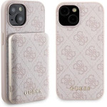 Guess 4G Metal Logo case set for iPhone 15 5000mAh MagSafe power bank - pink - (GUE003258-0)