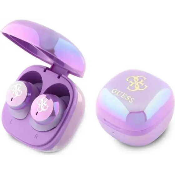 Guess 4G Printed Logo Bluetooth TWS Headphones + Docking Station - Purple - (GUE004189-0)