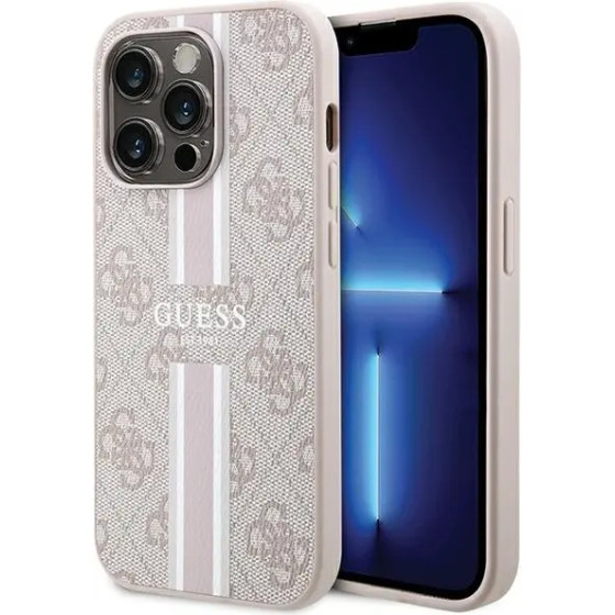 Guess 4G Printed Stripes MagSafe case for iPhone 15 Pro - pink - (GUE003410-0)