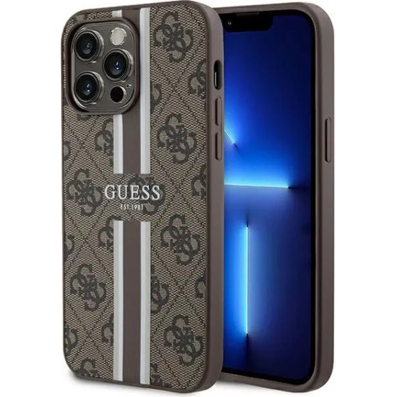 Guess 4G Printed Stripes MagSafe case for iPhone 15 Pro Max - brown - (GUE003626-0)